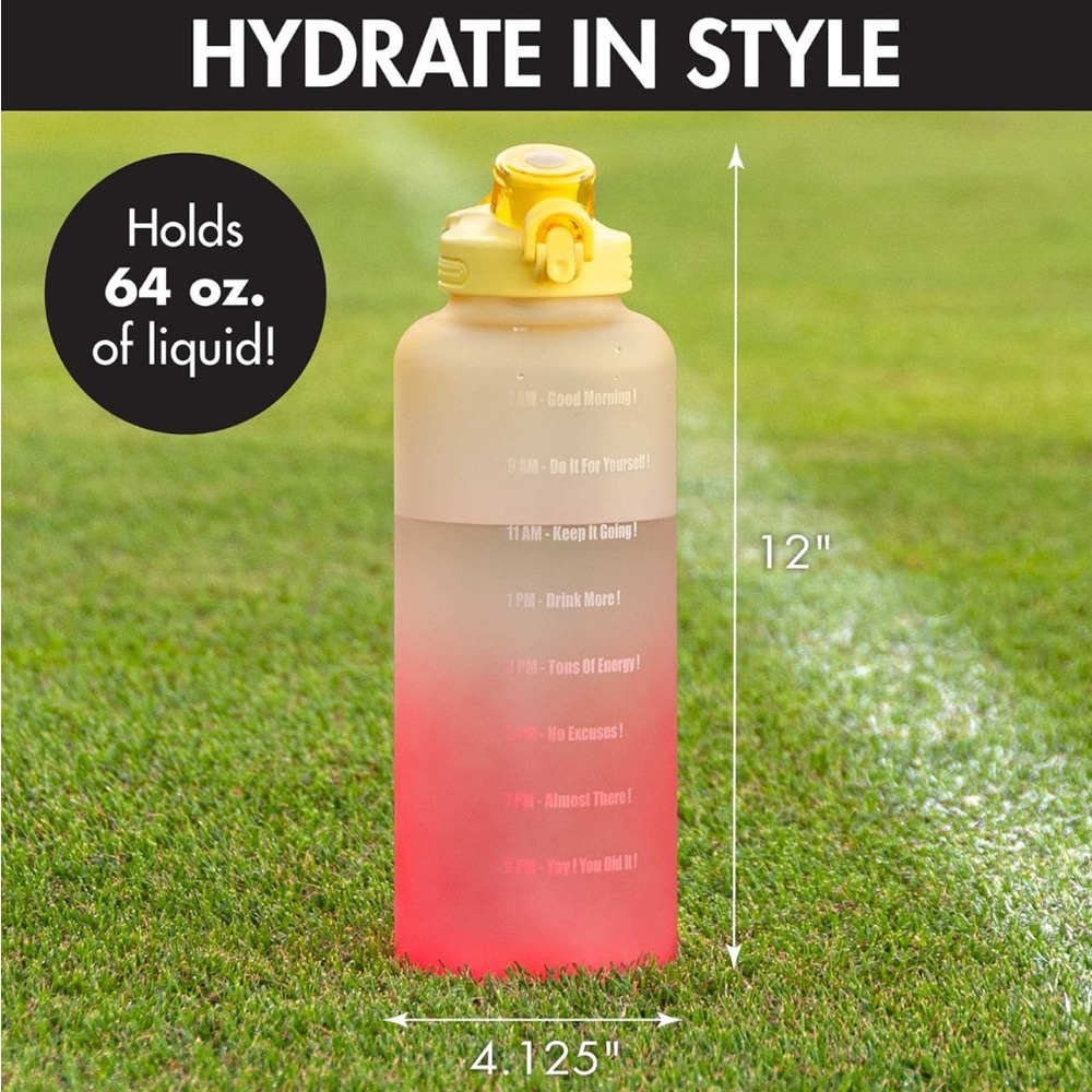 New with Tags Primula Yellow Water Bottle with Flip-Top Lid 64oz - Picture 2 of 11